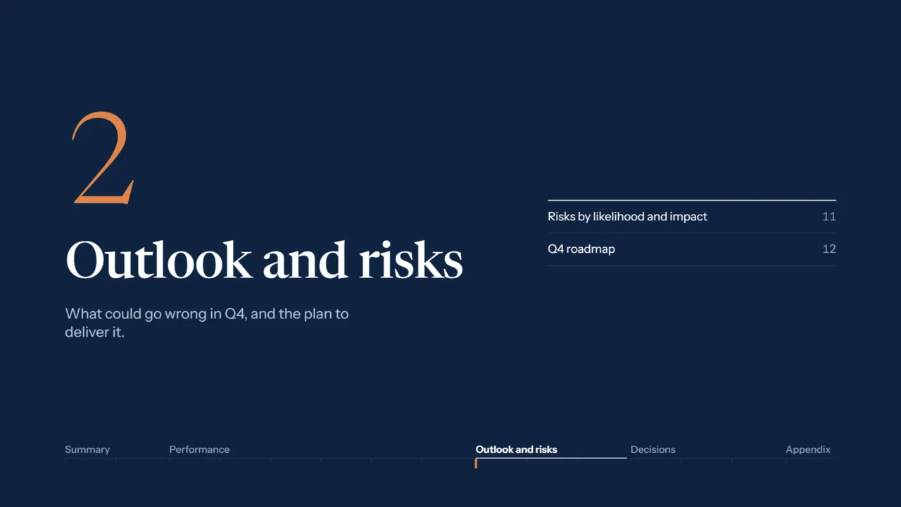 Divider for the Outlook and risks section